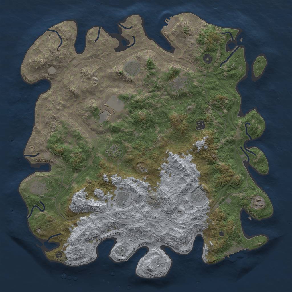 Rust Map: Procedural Map, Size: 4500, Seed: 1449531801, 19 Monuments
