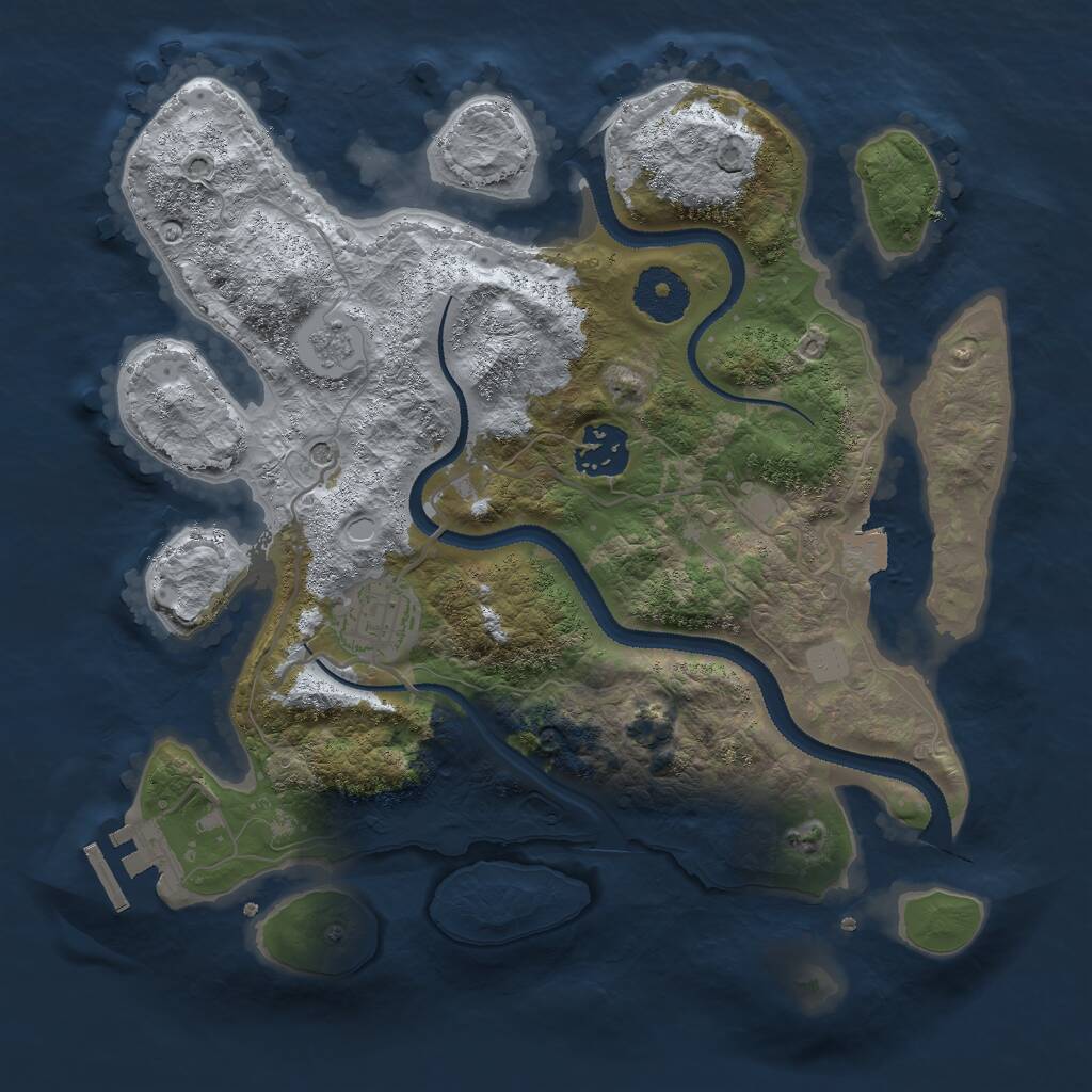 Rust Map: Procedural Map, Size: 3000, Seed: 1980013510, 7 Monuments