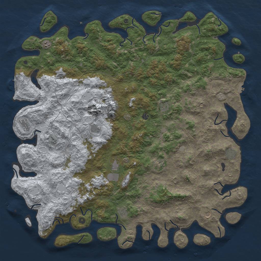 Rust Map: Procedural Map, Size: 6000, Seed: 275221103, 20 Monuments