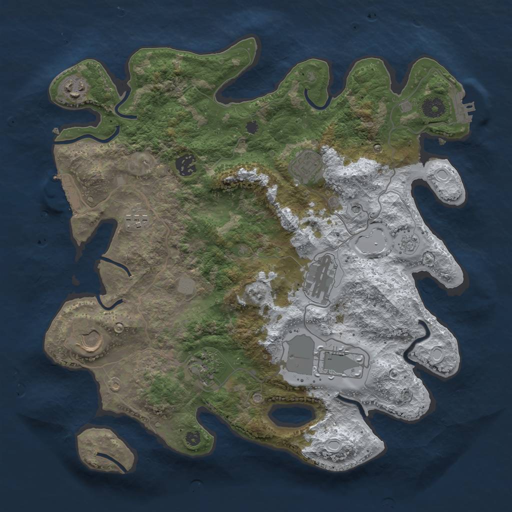 Rust Map: Procedural Map, Size: 3500, Seed: 9548823, 17 Monuments
