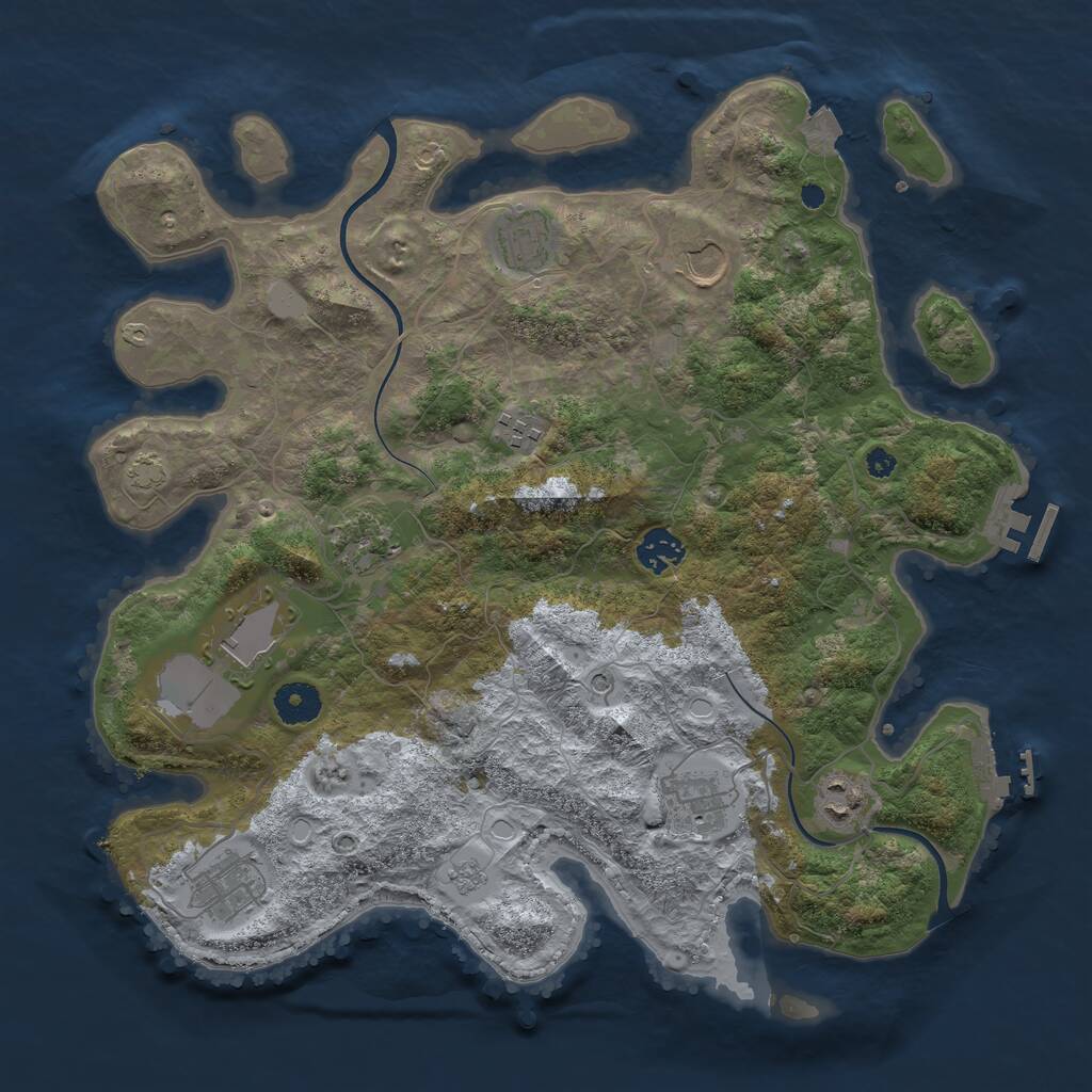 Rust Map: Procedural Map, Size: 3700, Seed: 1093131635, 15 Monuments