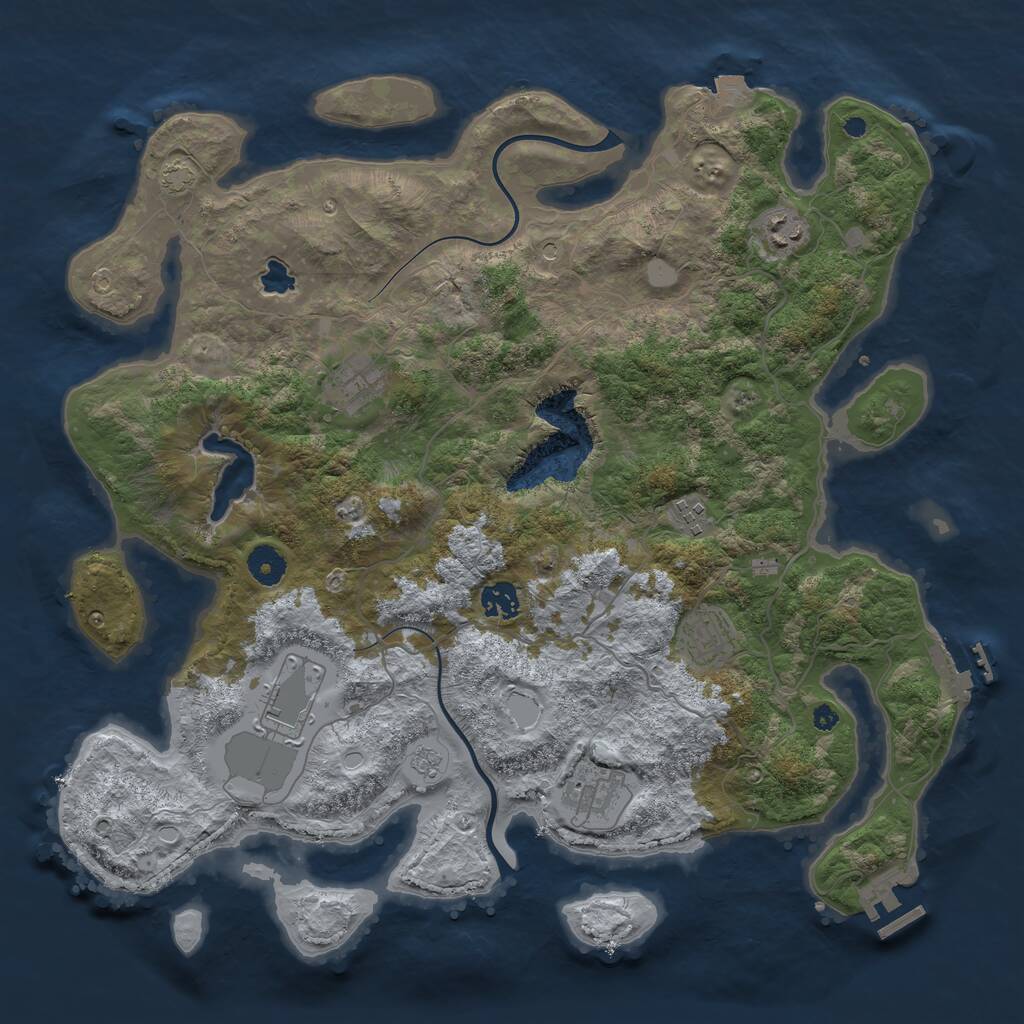 Rust Map: Procedural Map, Size: 4000, Seed: 1245634, 13 Monuments