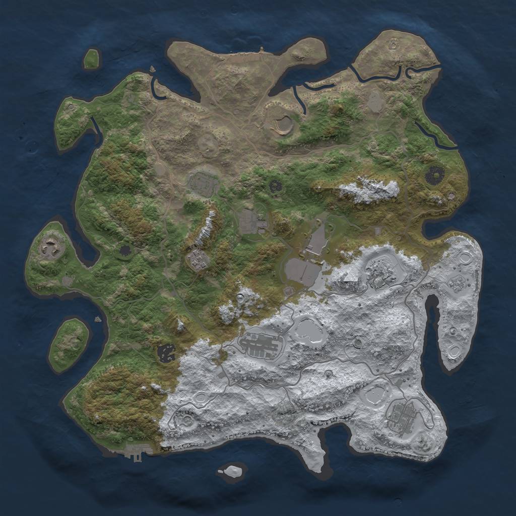 Rust Map: Procedural Map, Size: 4000, Seed: 83942989, 19 Monuments