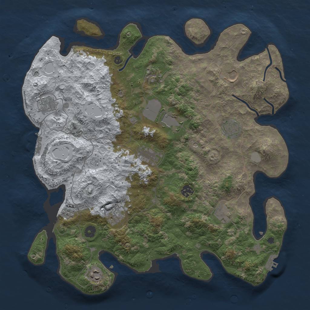 Rust Map: Procedural Map, Size: 3950, Seed: 1243207854, 20 Monuments