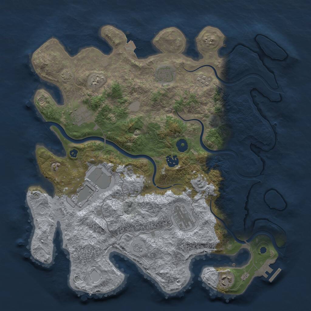 Rust Map: Procedural Map, Size: 3800, Seed: 235645, 12 Monuments