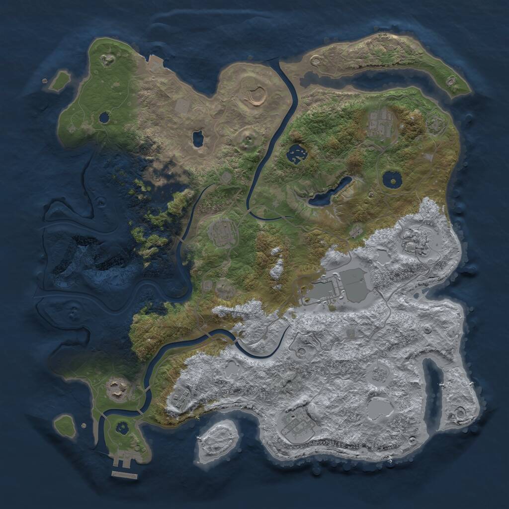 Rust Map: Procedural Map, Size: 4000, Seed: 360701280, 15 Monuments