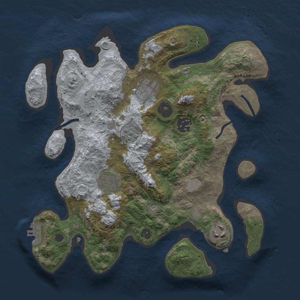 Rust Map: Procedural Map, Size: 3000, Seed: 654651, 13 Monuments