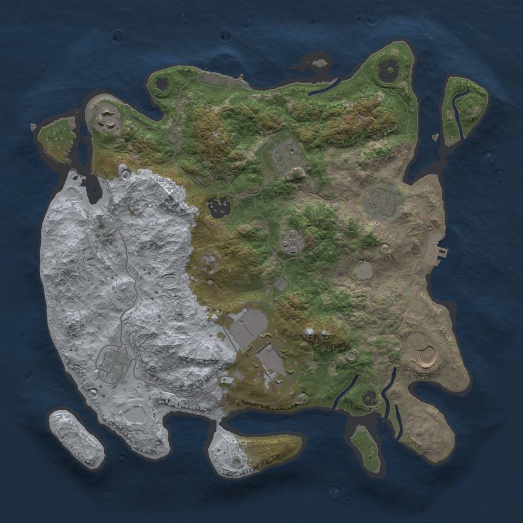 Rust Map: Procedural Map, Size: 3500, Seed: 1553615322, 16 Monuments