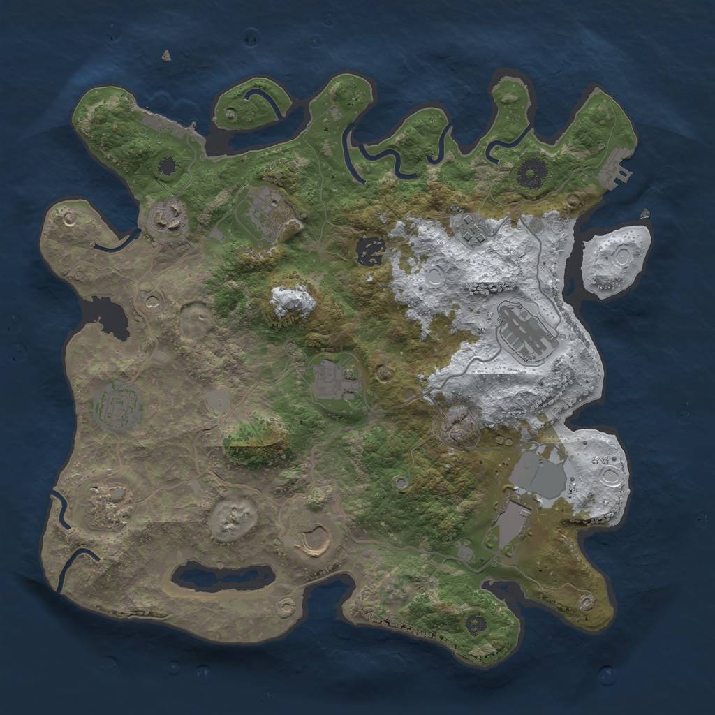 Rust Map: Procedural Map, Size: 3500, Seed: 459497298, 18 Monuments
