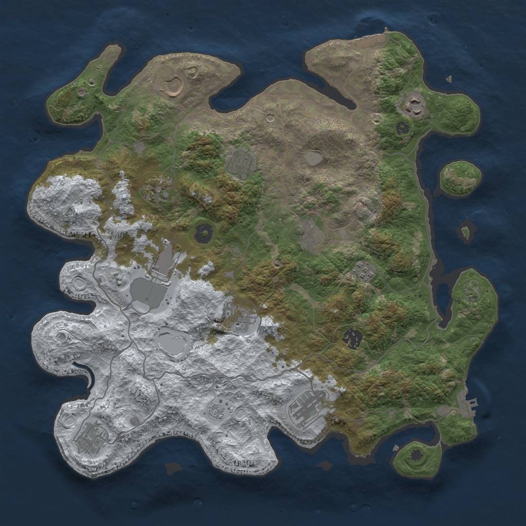 Rust Map: Procedural Map, Size: 4000, Seed: 51802, 20 Monuments