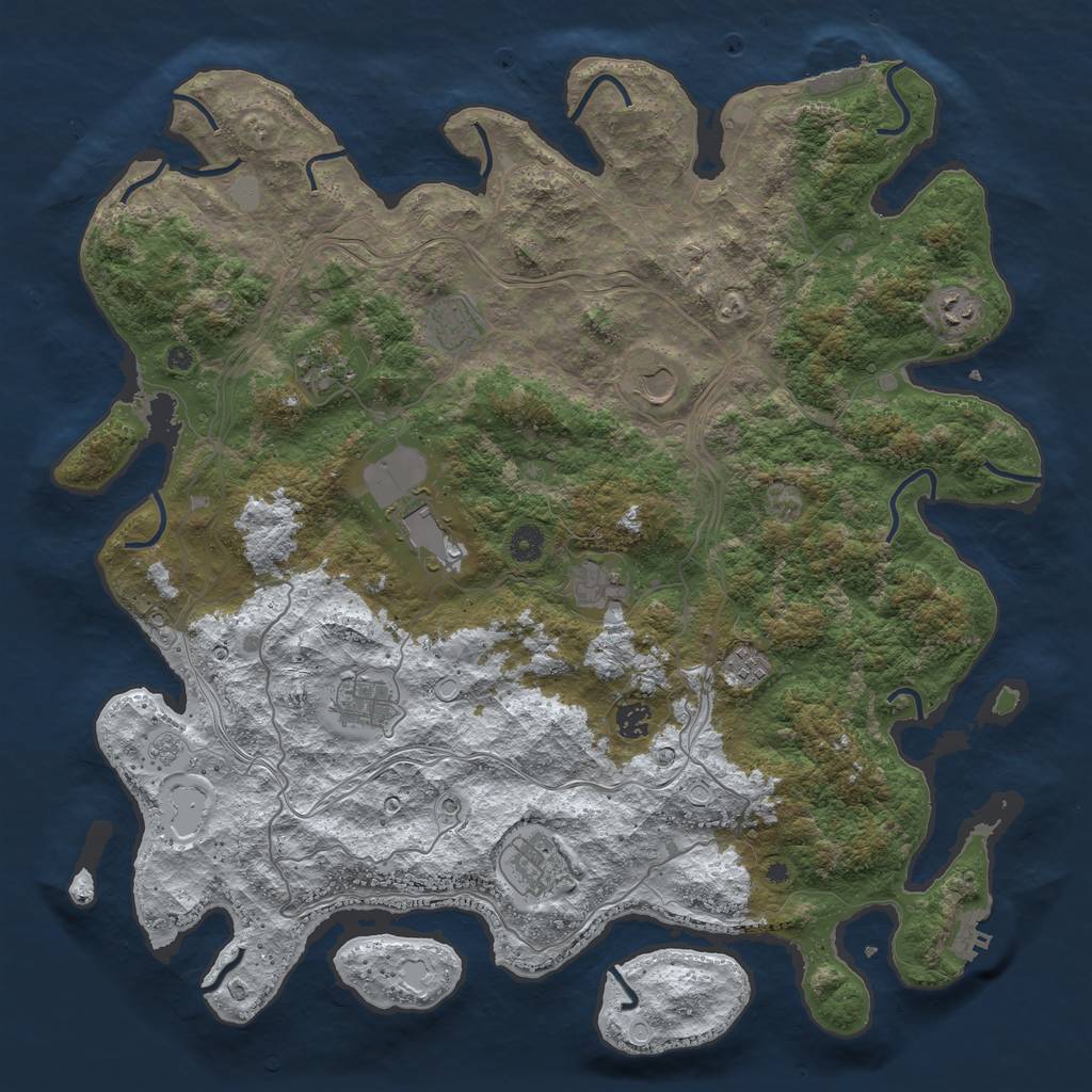 Rust Map: Procedural Map, Size: 4500, Seed: 405773184, 19 Monuments