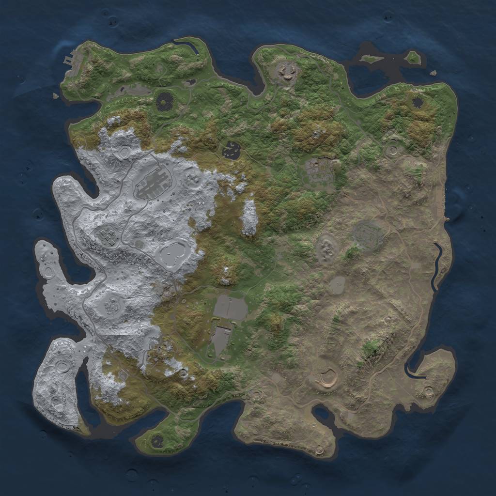 Rust Map: Procedural Map, Size: 4000, Seed: 818852850, 18 Monuments