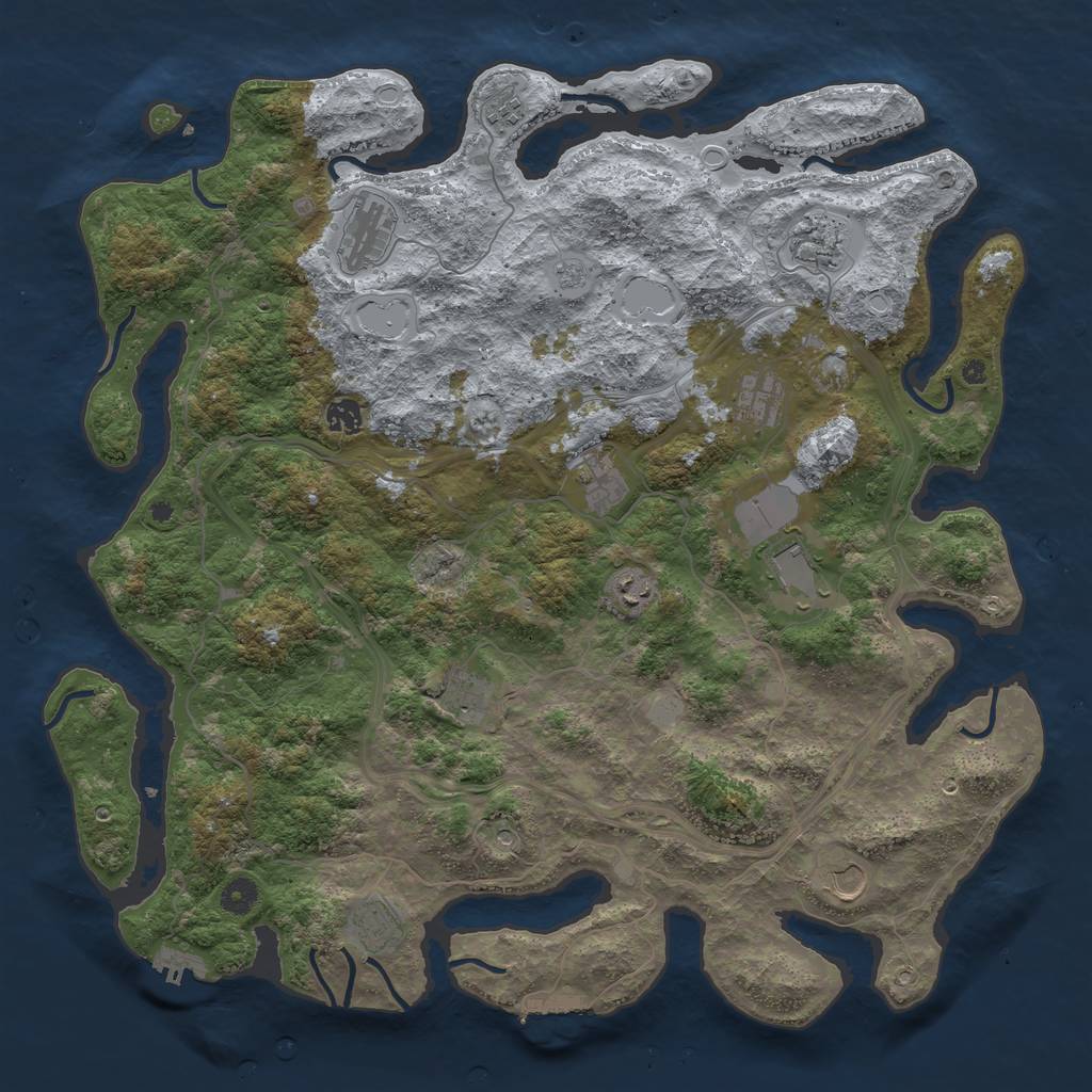 Rust Map: Procedural Map, Size: 4500, Seed: 405555474, 20 Monuments