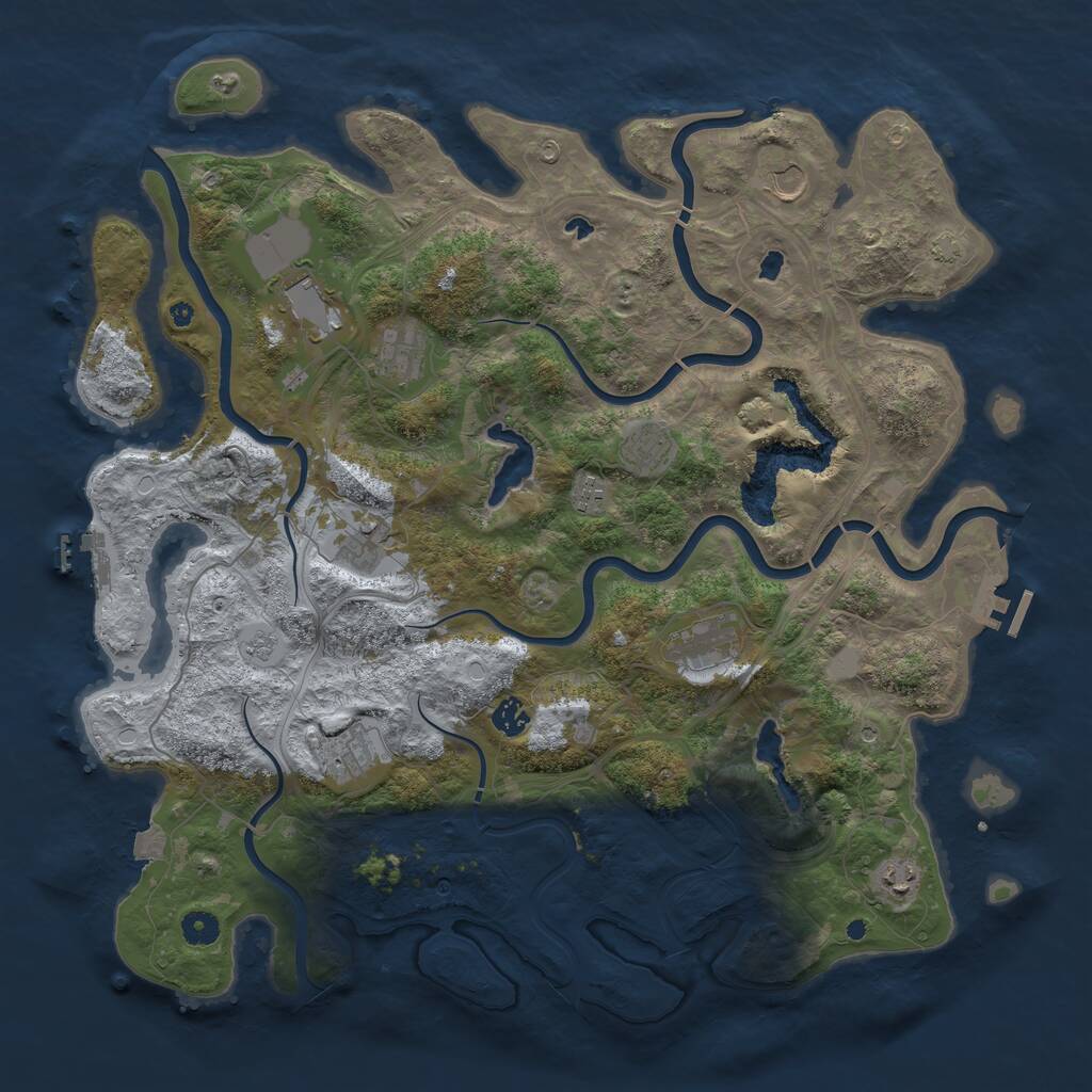 Rust Map: Procedural Map, Size: 4500, Seed: 266152518, 16 Monuments