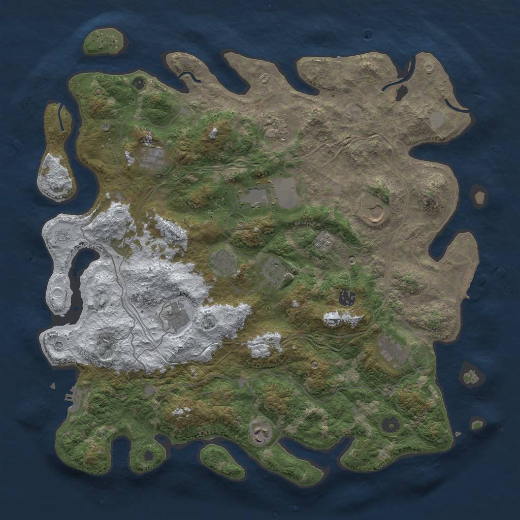 Rust Map: Procedural Map, Size: 4500, Seed: 266152518, 20 Monuments