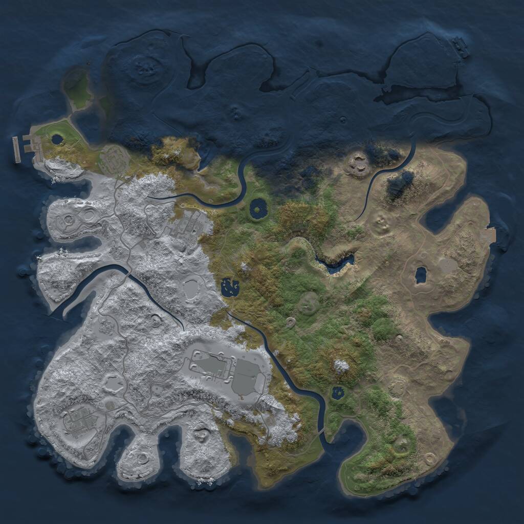 Rust Map: Procedural Map, Size: 4000, Seed: 434561, 12 Monuments