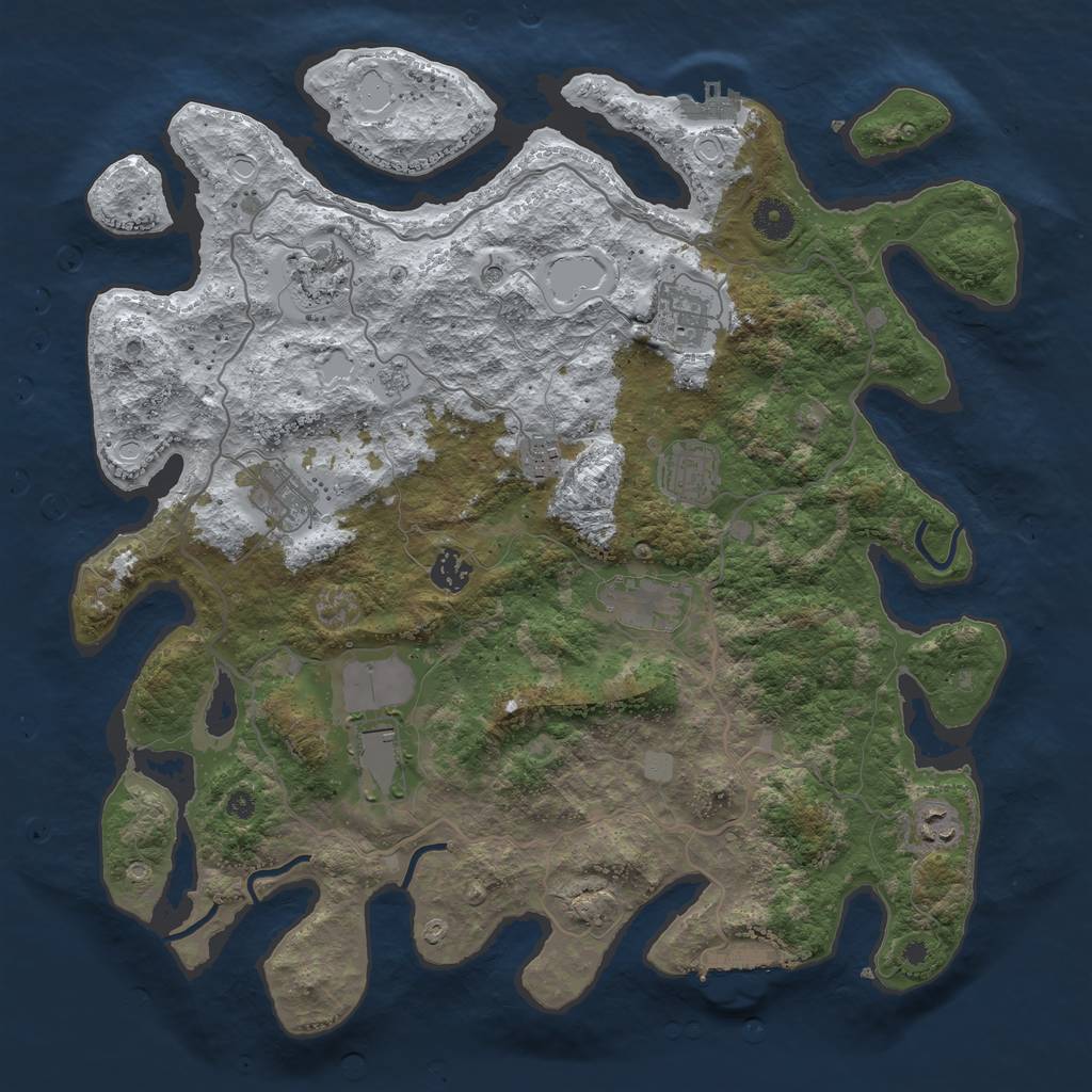 Rust Map: Procedural Map, Size: 4000, Seed: 631054827, 18 Monuments