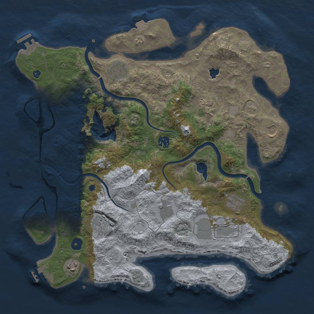 Rust Map: Procedural Map, Size: 4000, Seed: 281942, 16 Monuments