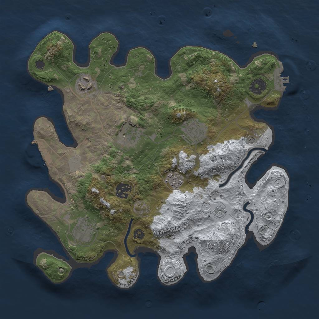 Rust Map: Procedural Map, Size: 3000, Seed: 117336909, 15 Monuments