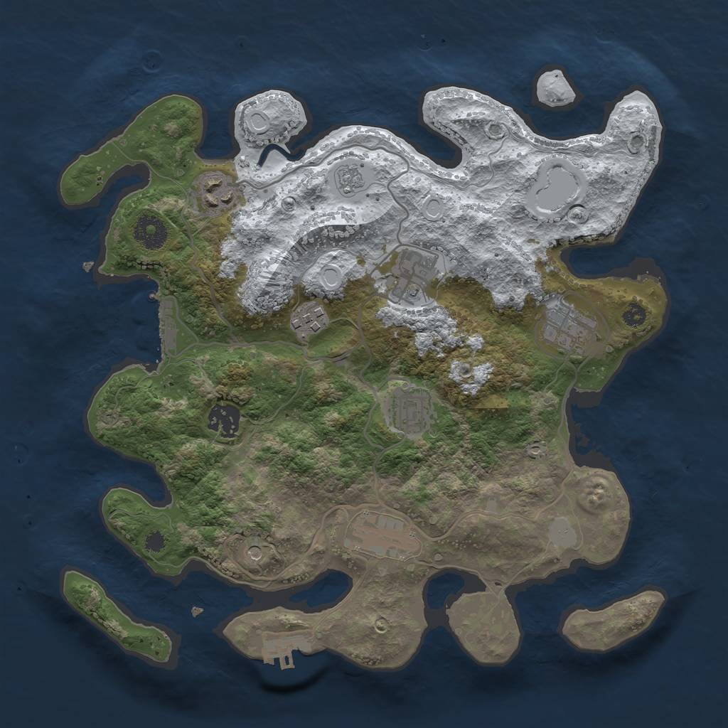 Rust Map: Procedural Map, Size: 3250, Seed: 13769, 16 Monuments