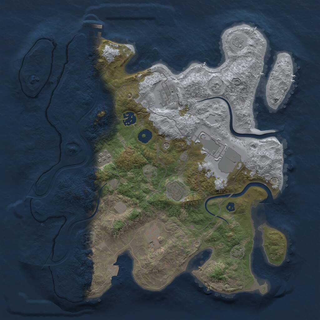 Rust Map: Procedural Map, Size: 3500, Seed: 45356728, 11 Monuments