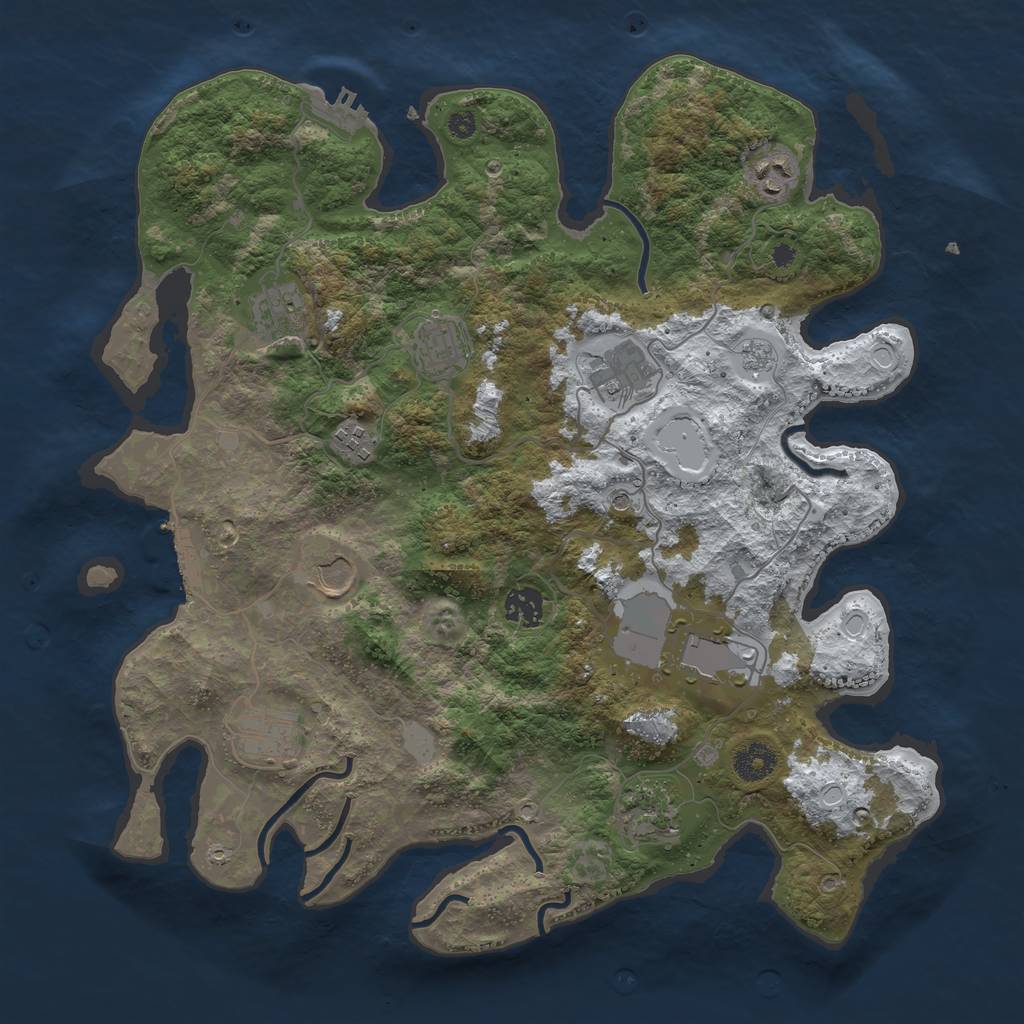 Rust Map: Procedural Map, Size: 3800, Seed: 187553331, 19 Monuments