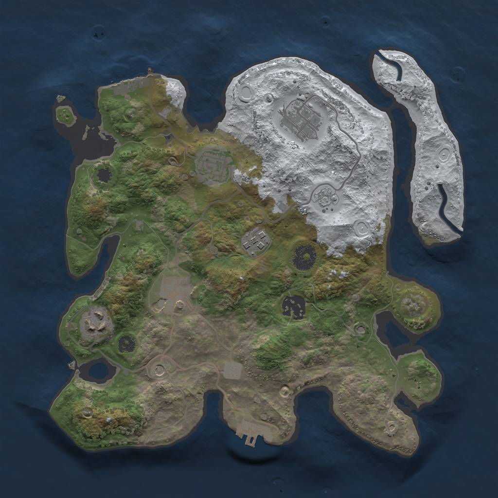 Rust Map: Procedural Map, Size: 3000, Seed: 1221, 15 Monuments
