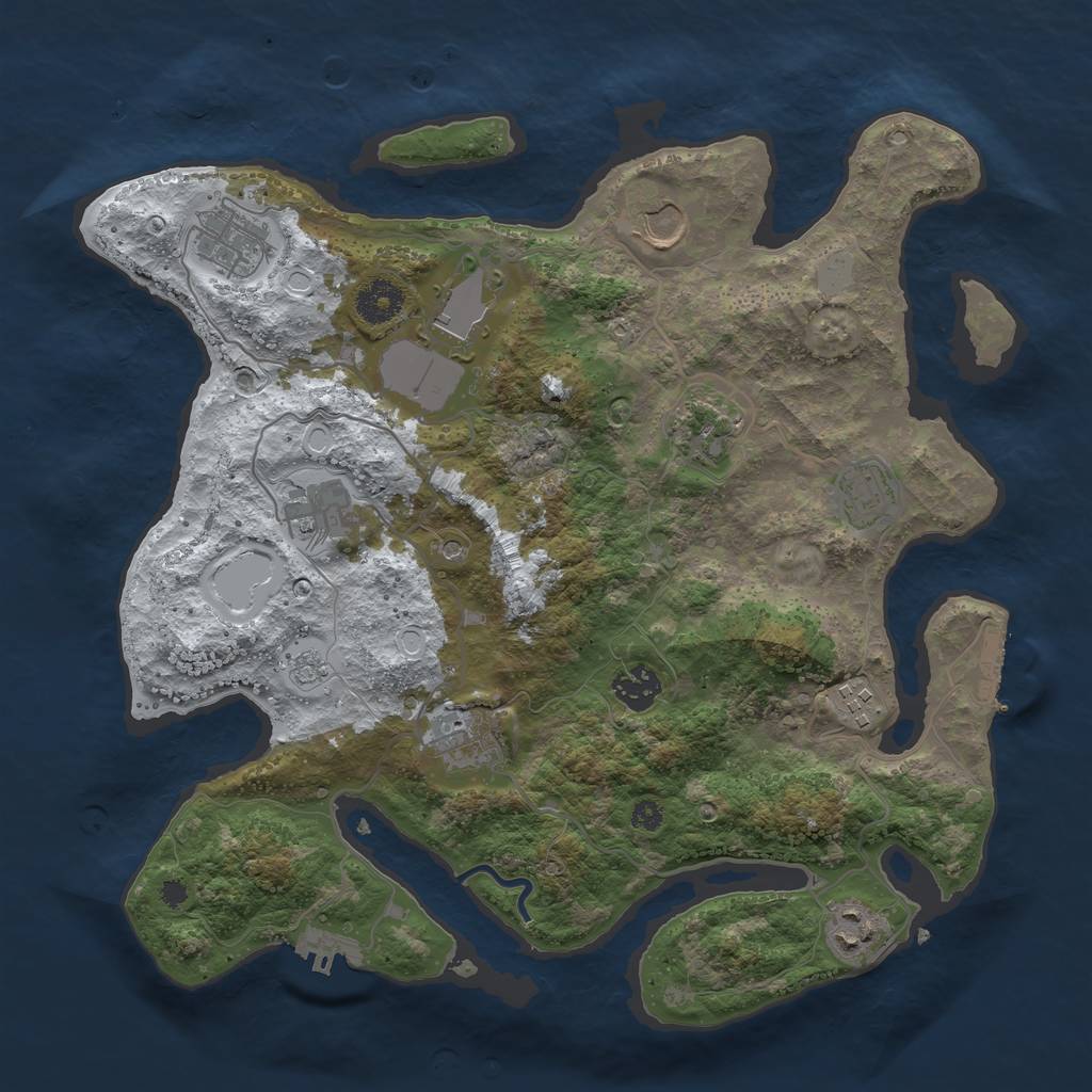 Rust Map: Procedural Map, Size: 3600, Seed: 1562749570, 19 Monuments