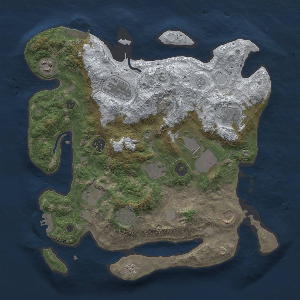 Rust Map: Procedural Map, Size: 3500, Seed: 1437918313, 19 Monuments