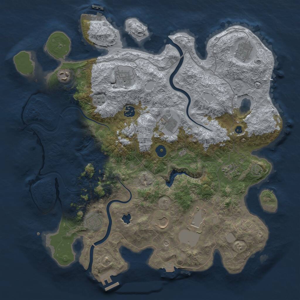 Rust Map: Procedural Map, Size: 4000, Seed: 203072, 16 Monuments