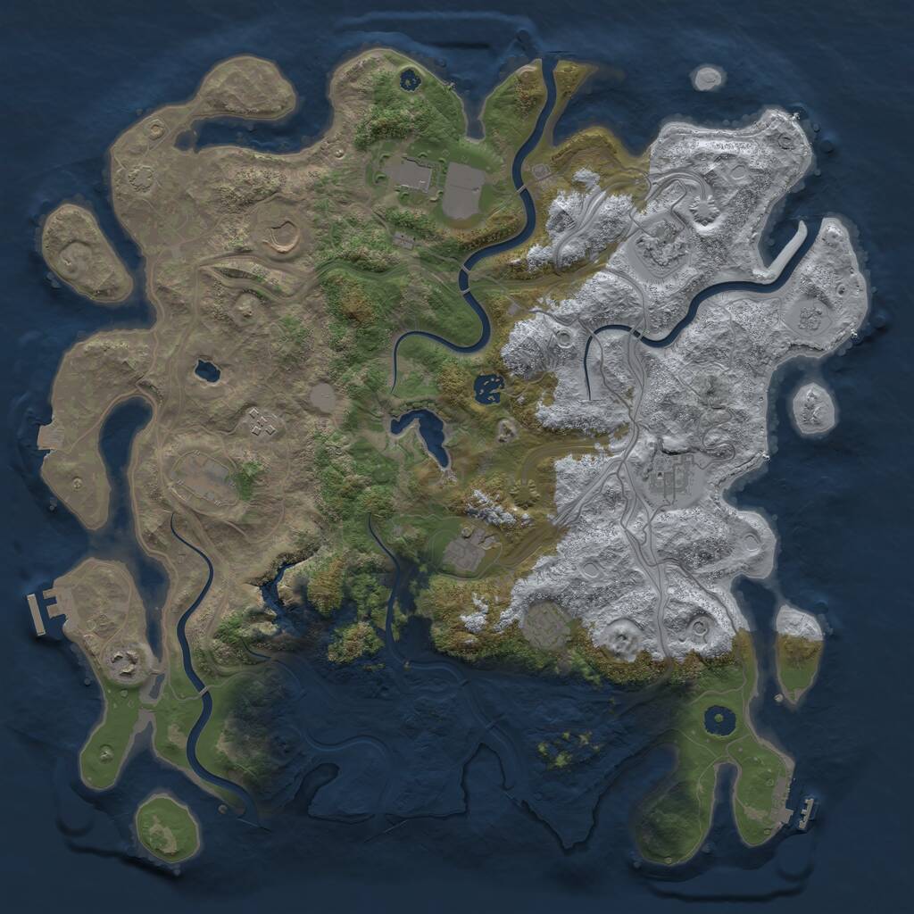 Rust Map: Procedural Map, Size: 4400, Seed: 1736331934, 16 Monuments