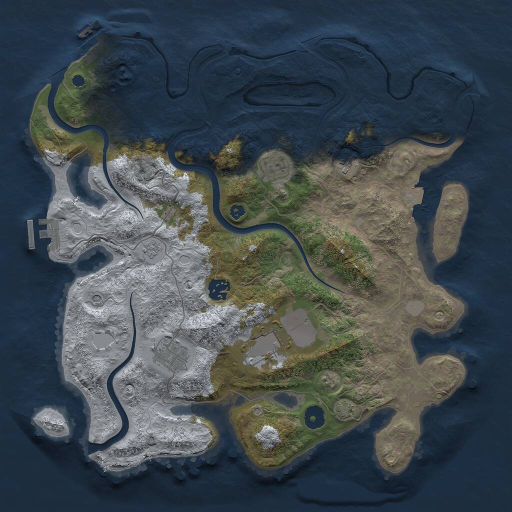 Rust Map: Procedural Map, Size: 3500, Seed: 659772423, 11 Monuments