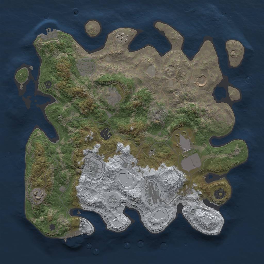 Rust Map: Procedural Map, Size: 3500, Seed: 958500, 18 Monuments
