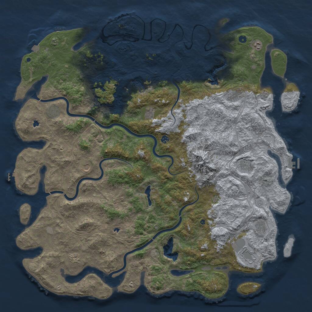 Rust Map: Procedural Map, Size: 6000, Seed: 754245649, 17 Monuments