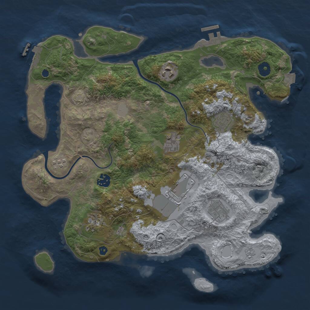 Rust Map: Procedural Map, Size: 3500, Seed: 1813284253, 14 Monuments