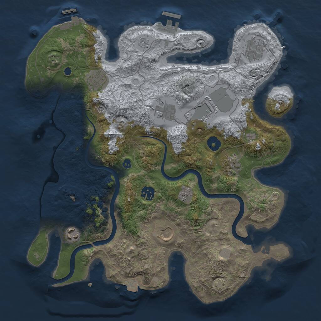 Rust Map: Procedural Map, Size: 3500, Seed: 109240255, 15 Monuments
