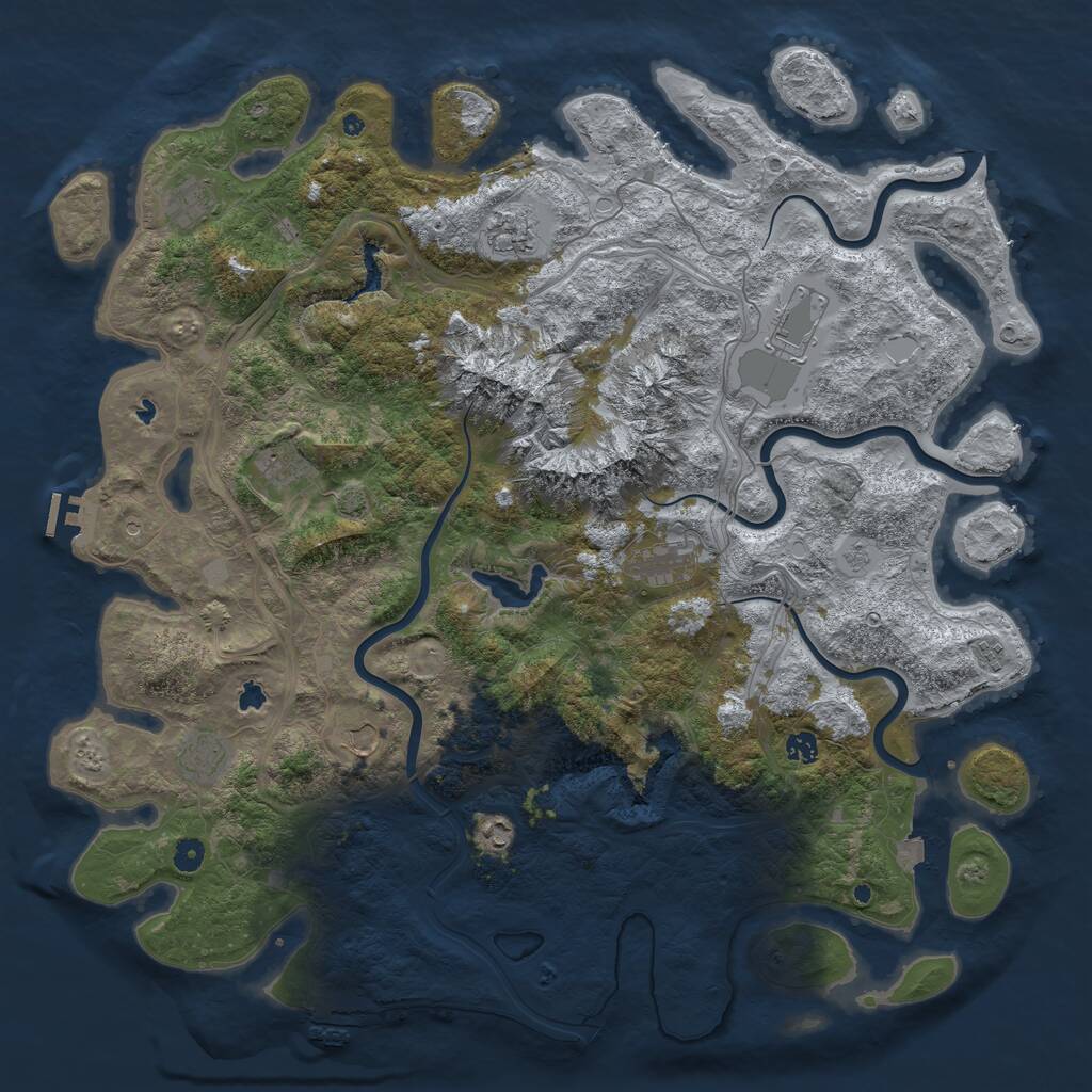 Rust Map: Procedural Map, Size: 5000, Seed: 39453, 16 Monuments