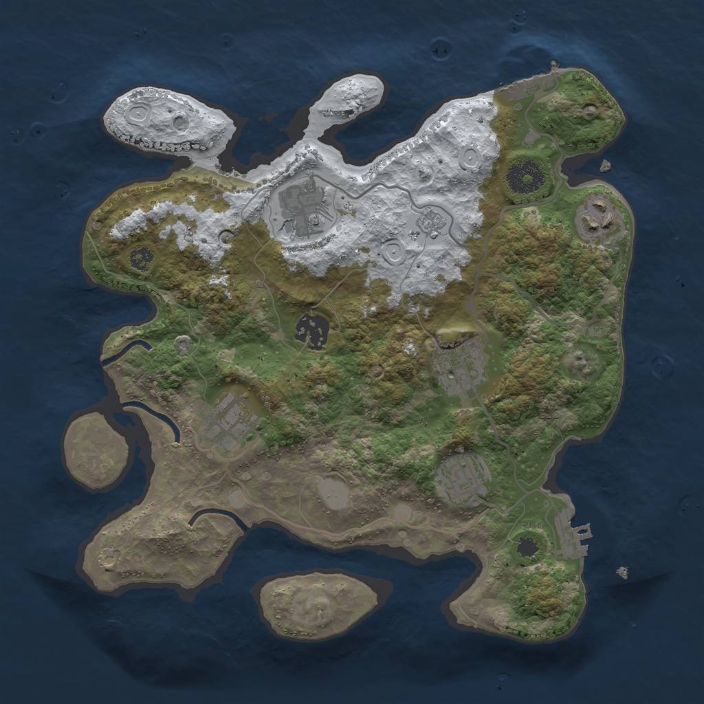 Rust Map: Procedural Map, Size: 3000, Seed: 3496766, 14 Monuments
