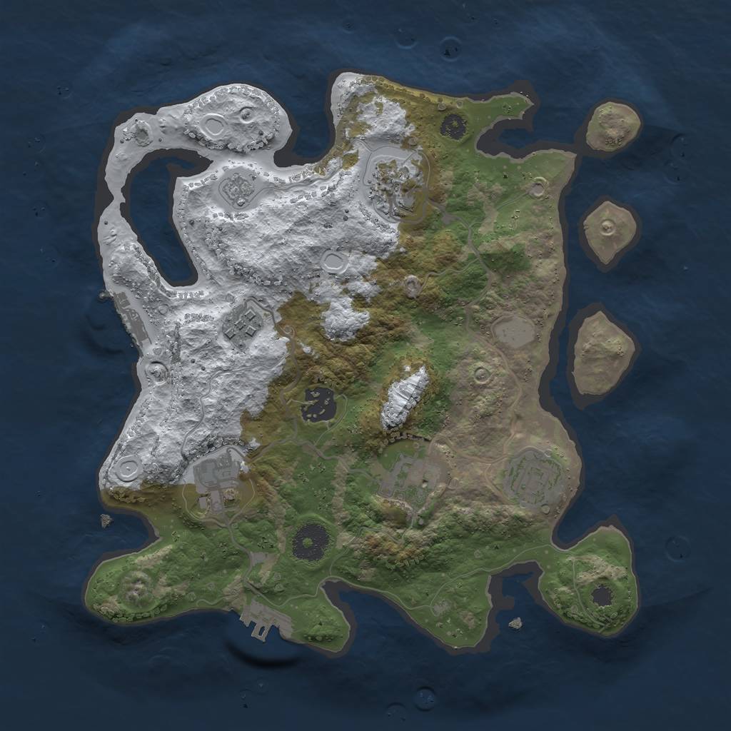 Rust Map: Procedural Map, Size: 3000, Seed: 1054775518, 14 Monuments