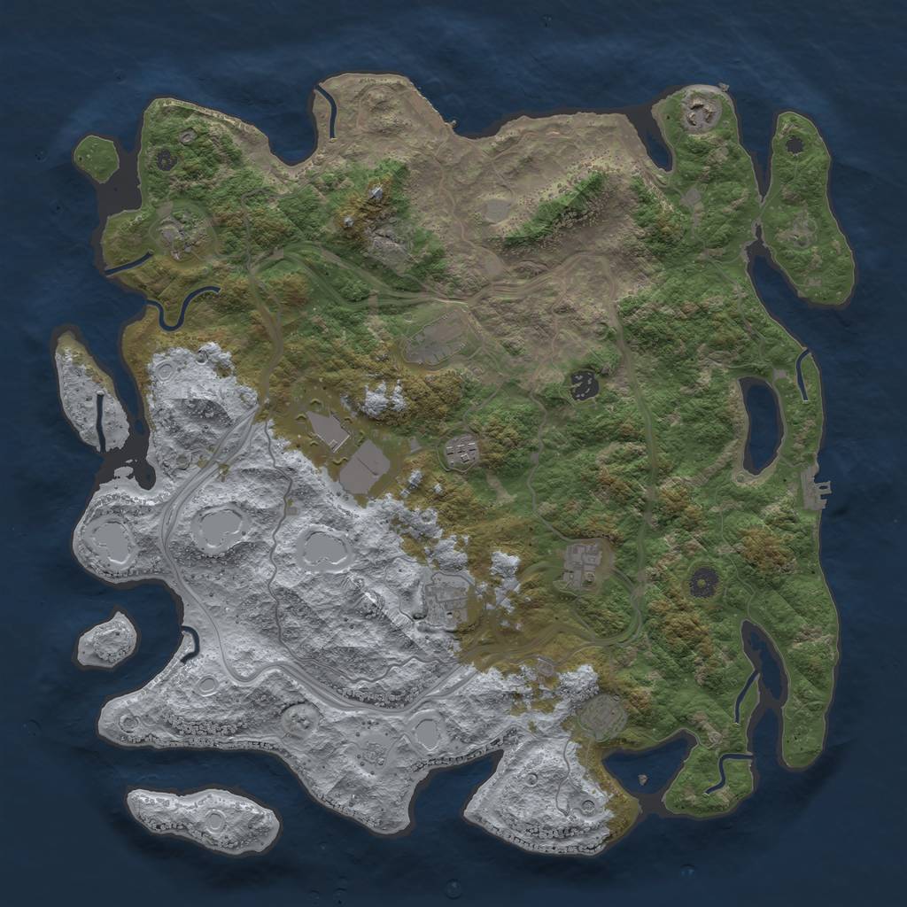 Rust Map: Procedural Map, Size: 4500, Seed: 8546685, 18 Monuments