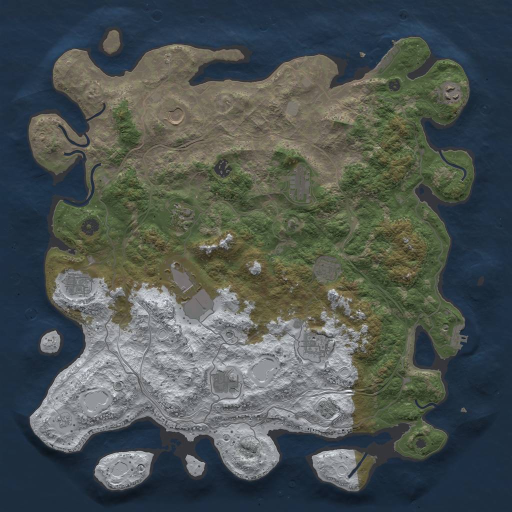 Rust Map: Procedural Map, Size: 4500, Seed: 2113802943, 20 Monuments