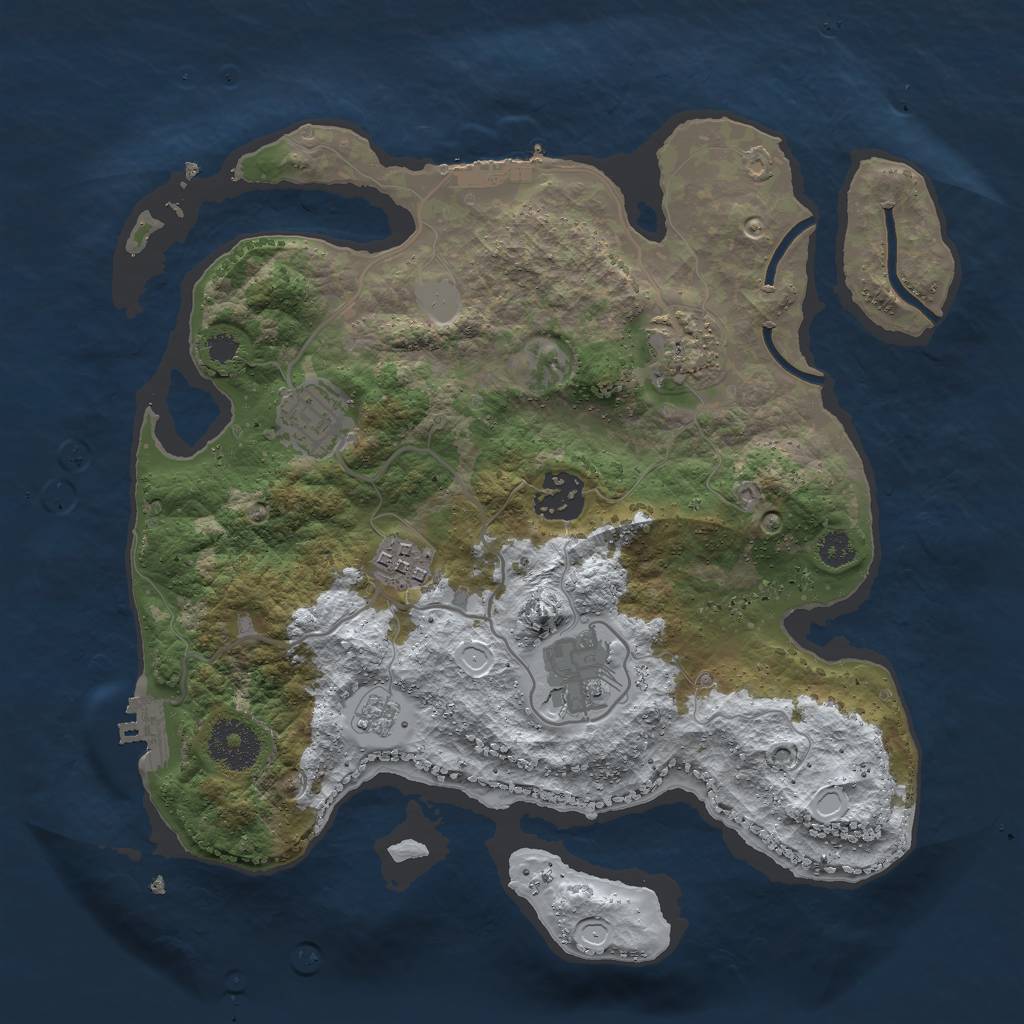 Rust Map: Procedural Map, Size: 3000, Seed: 64413570, 13 Monuments
