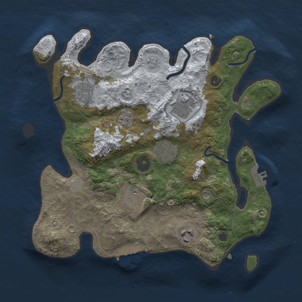 Rust Map: Procedural Map, Size: 3000, Seed: 1131011915, 15 Monuments