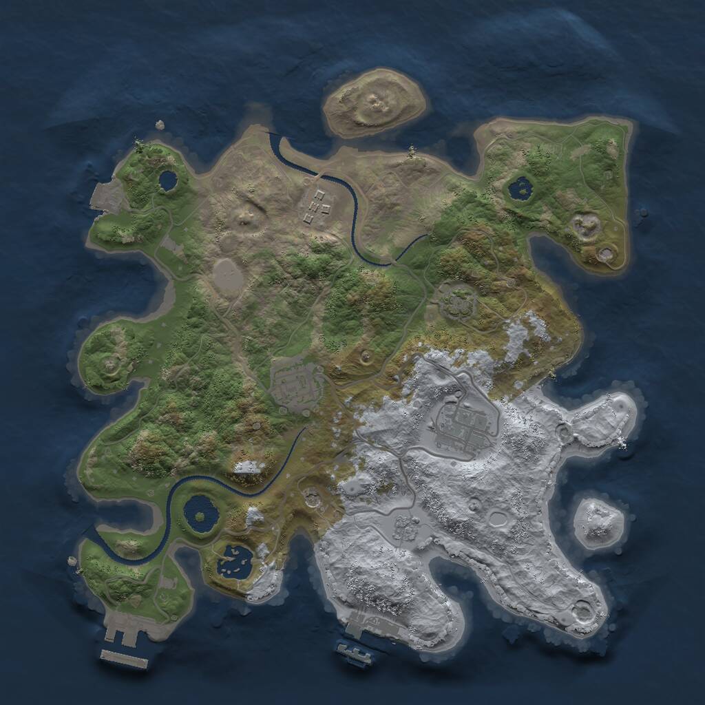 Rust Map: Procedural Map, Size: 3000, Seed: 617856000, 10 Monuments