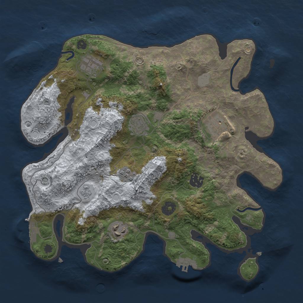 Rust Map: Procedural Map, Size: 3200, Seed: 16593, 15 Monuments