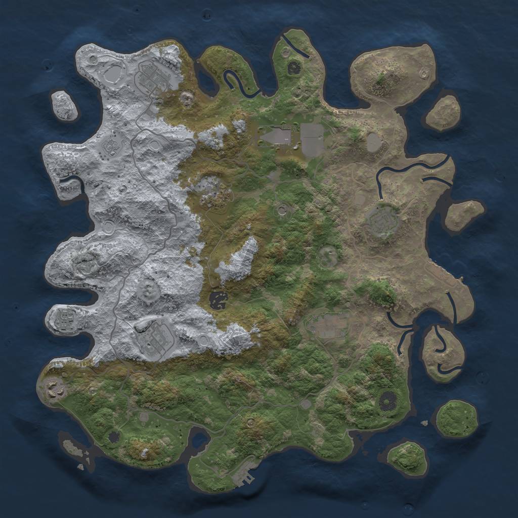 Rust Map: Procedural Map, Size: 4000, Seed: 30096988, 18 Monuments