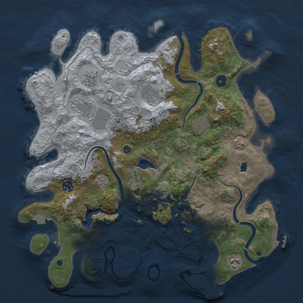 Rust Map: Procedural Map, Size: 4000, Seed: 918003855, 13 Monuments
