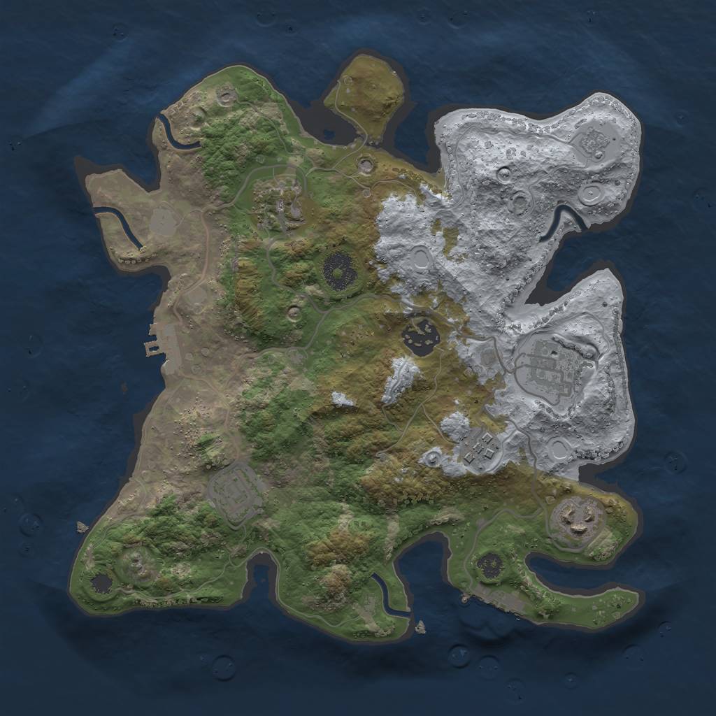 Rust Map: Procedural Map, Size: 3000, Seed: 32273, 14 Monuments