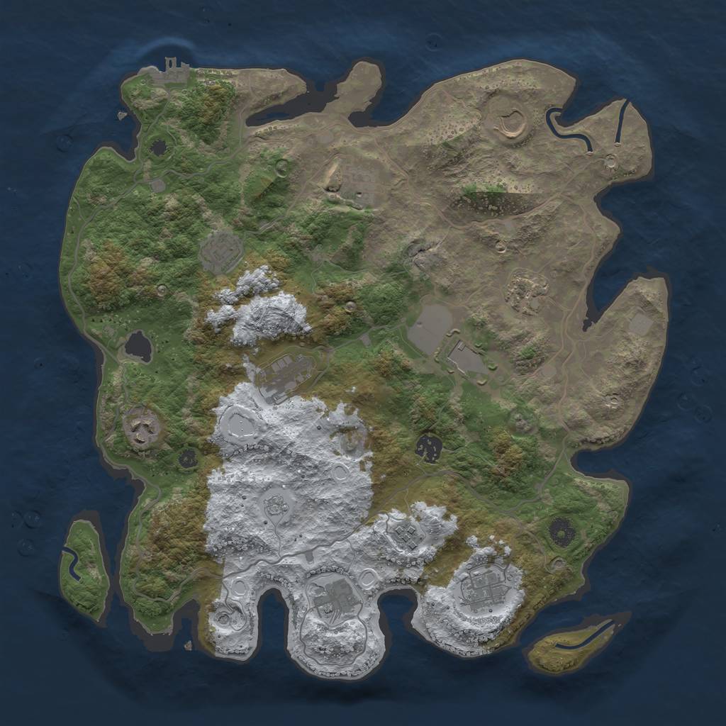 Rust Map: Procedural Map, Size: 4000, Seed: 1690776211, 19 Monuments