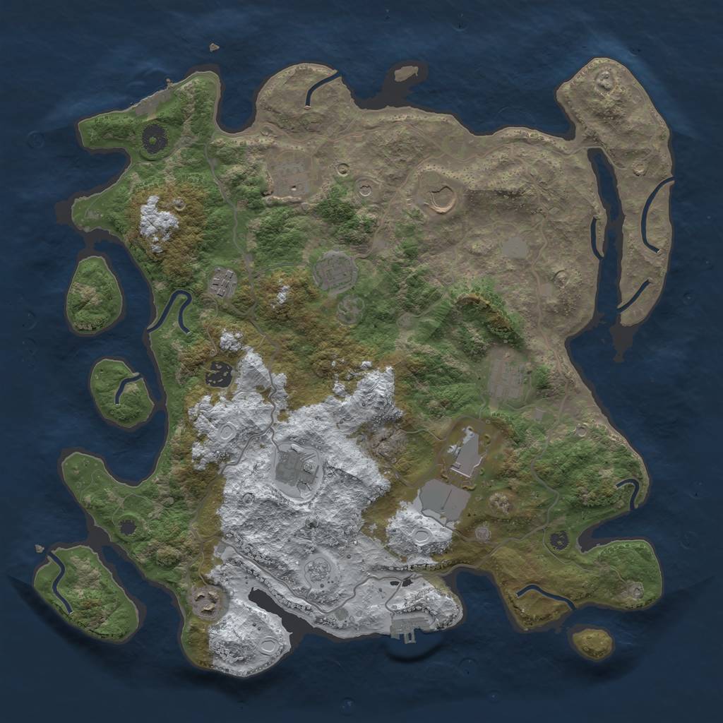Rust Map: Procedural Map, Size: 4000, Seed: 457329, 18 Monuments